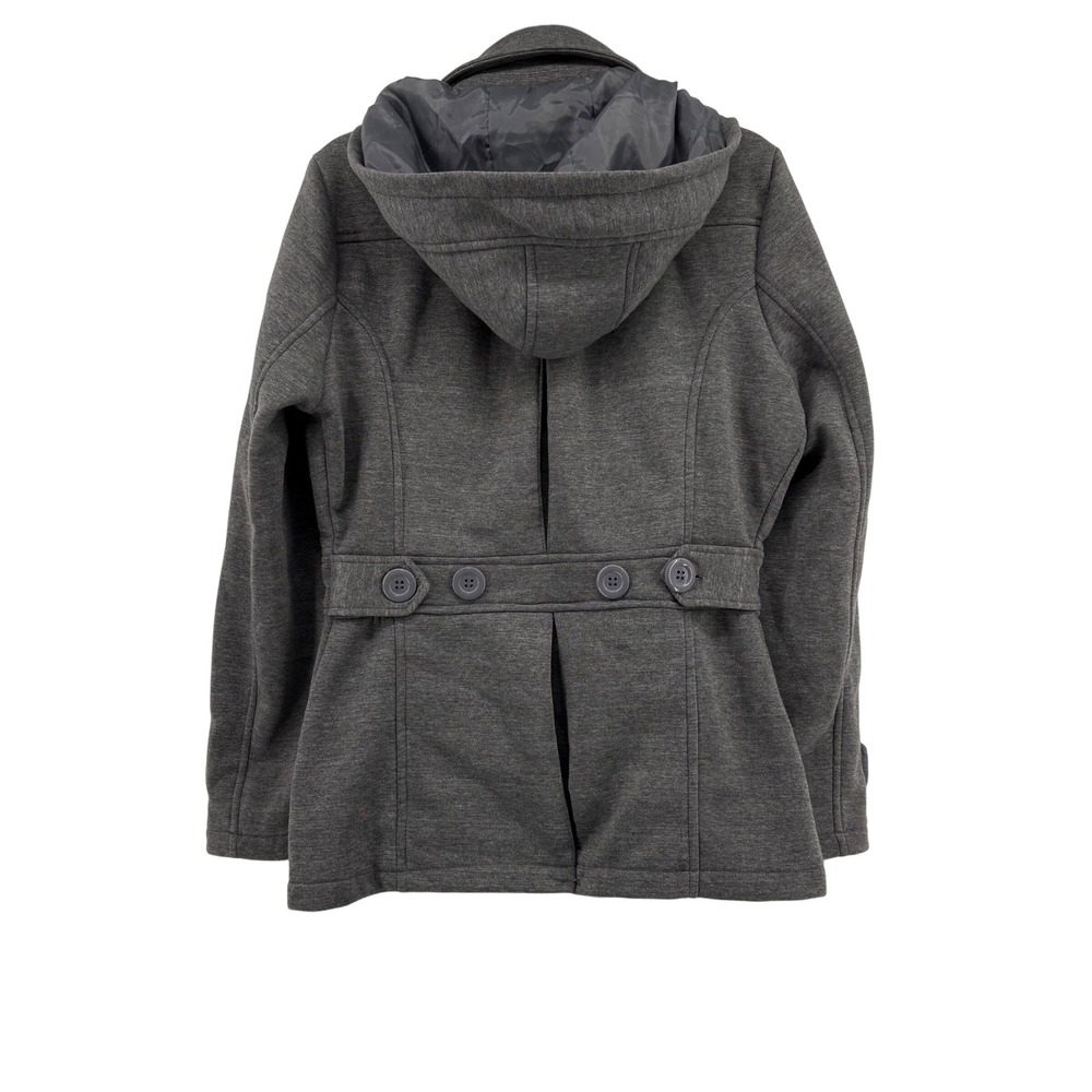 Therapy by Lane Crawford Women's LG Gray Hooded‎ Double Breasted Pea Coat Jacket - Picture 6 of 8